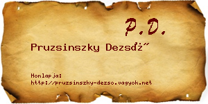 Pruzsinszky Dezső névjegykártya